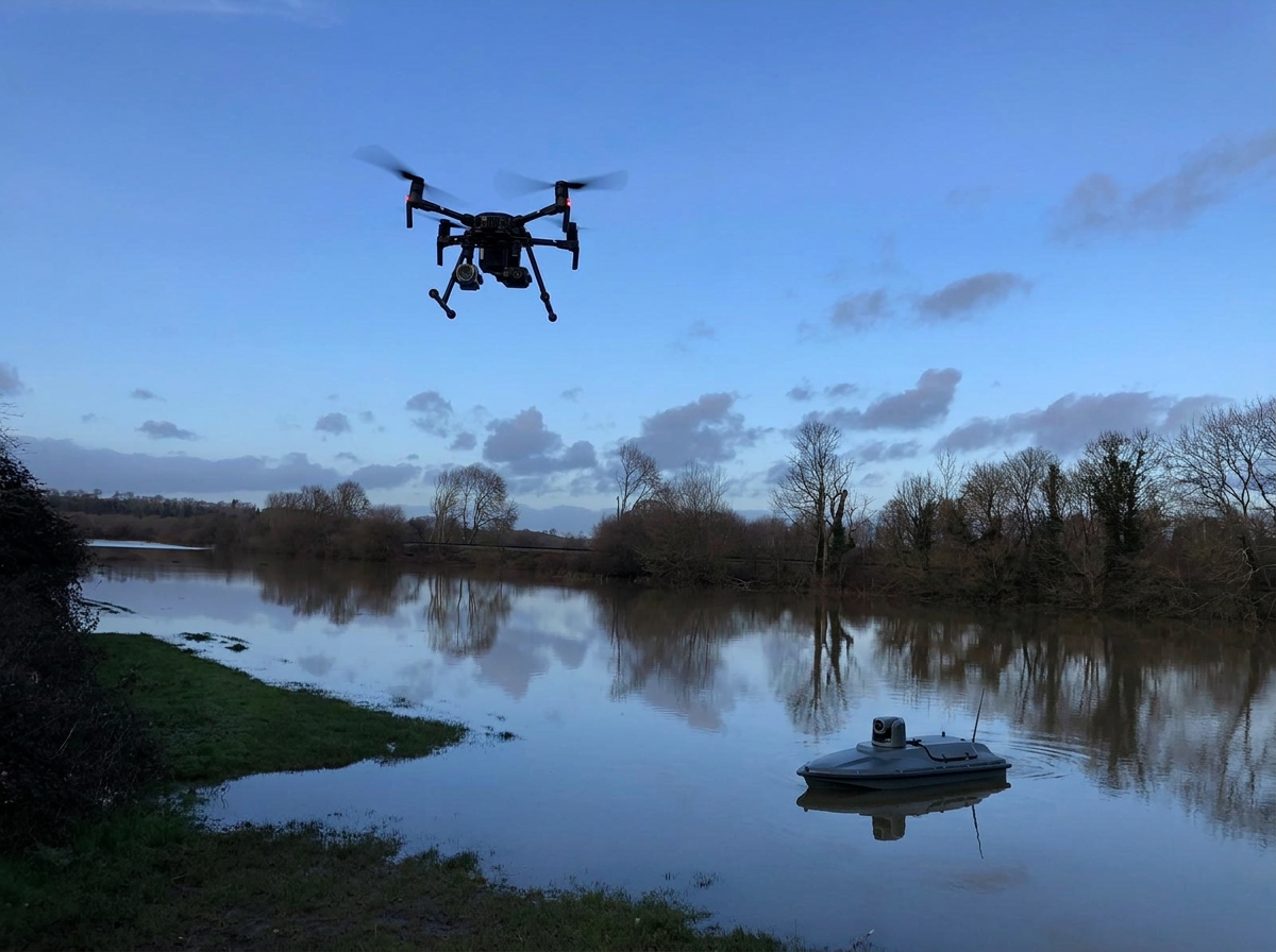 Autonomous surface and underwater rescue vessels deployed on a lake